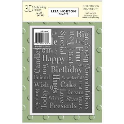 Lisa Horton Crafts 3D Embossing Folder - Celebration Sentiments